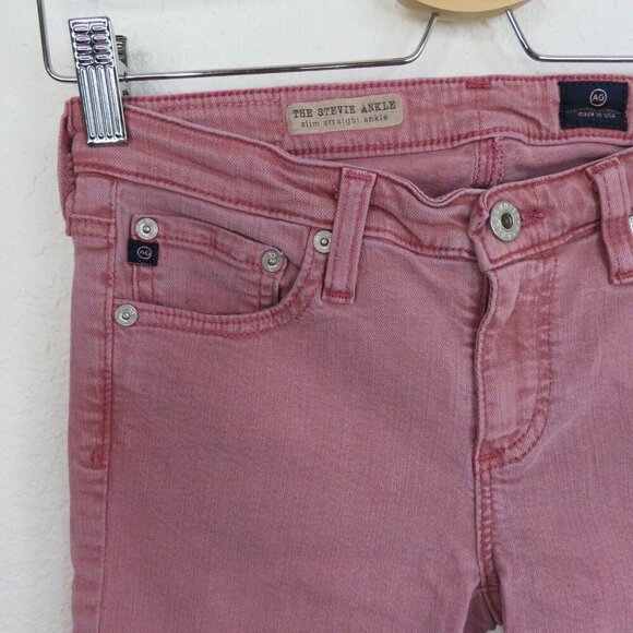 AG Adriano Goldschmied Womens 25 Stevie Ankle Slim Straight Pink Purple Jeans - Picture 3 of 13